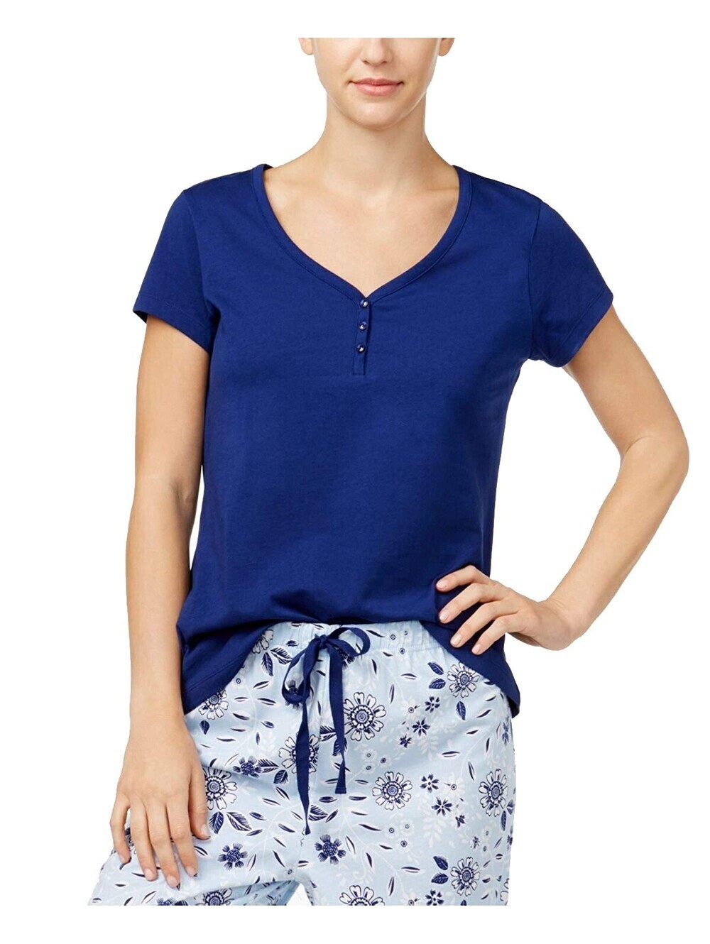 Charter Club Womens Sleepwear V Neck Cotton Pajama Top Only,1-Piece Size XS